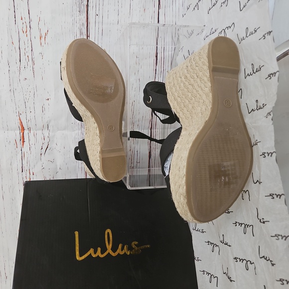 NWT Lulu's Esme Ankle Wrap Tie Espadrille Wedges - Picture 4 of 14